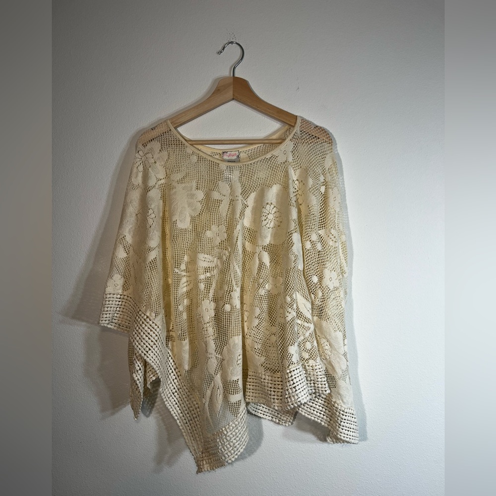 FREE PEOPLE Lace Pancho 100% Cotton